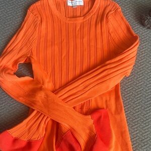 Vibrant Orange Ribbed Sweater